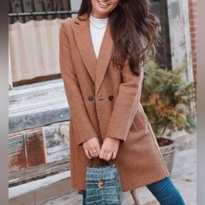 J. CREW Original Daphne Topcoat Italian Boiled Wool Dark Camel Unlined, 8